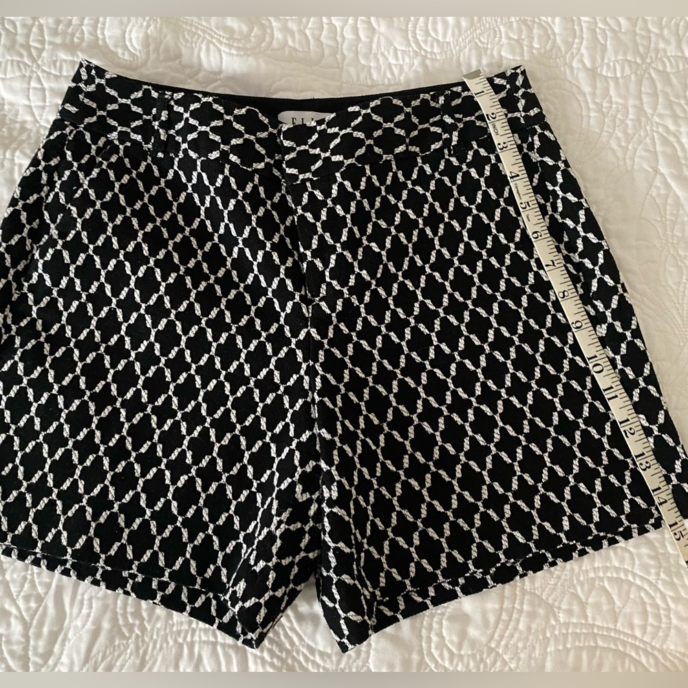 Elle High Waist Black and White Geometric Shorts